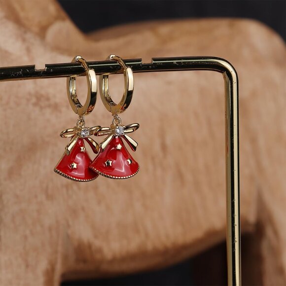 Gold Silver Small Hoop Dangle Earrings for Women, Trendy Dainty Rhinestone CZ Da - Picture 5 of 7